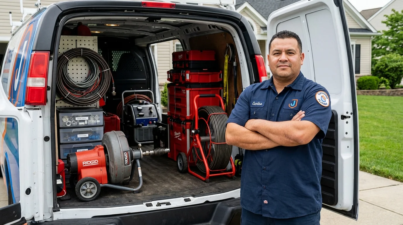Professional drain cleaning equipment and Johns Plumbing LLC plumber in Dandridge