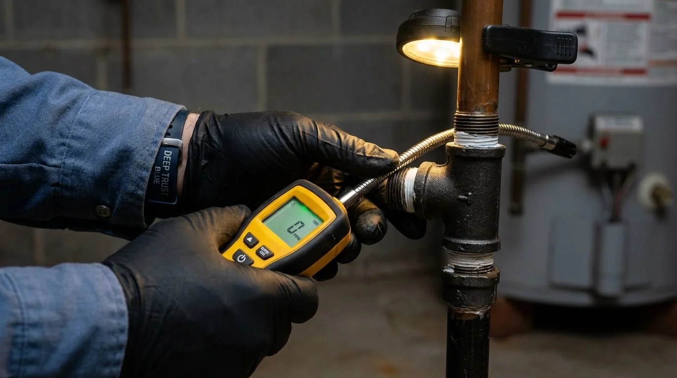Gas leak detection with electronic sniffer by Johns Plumbing LLC in Dandridge