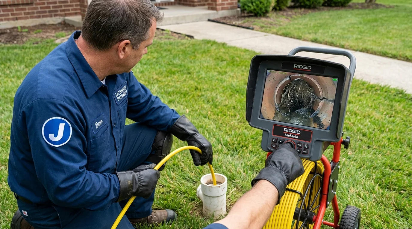 Sewer camera inspection being performed by Johns Plumbing LLC in Dandridge