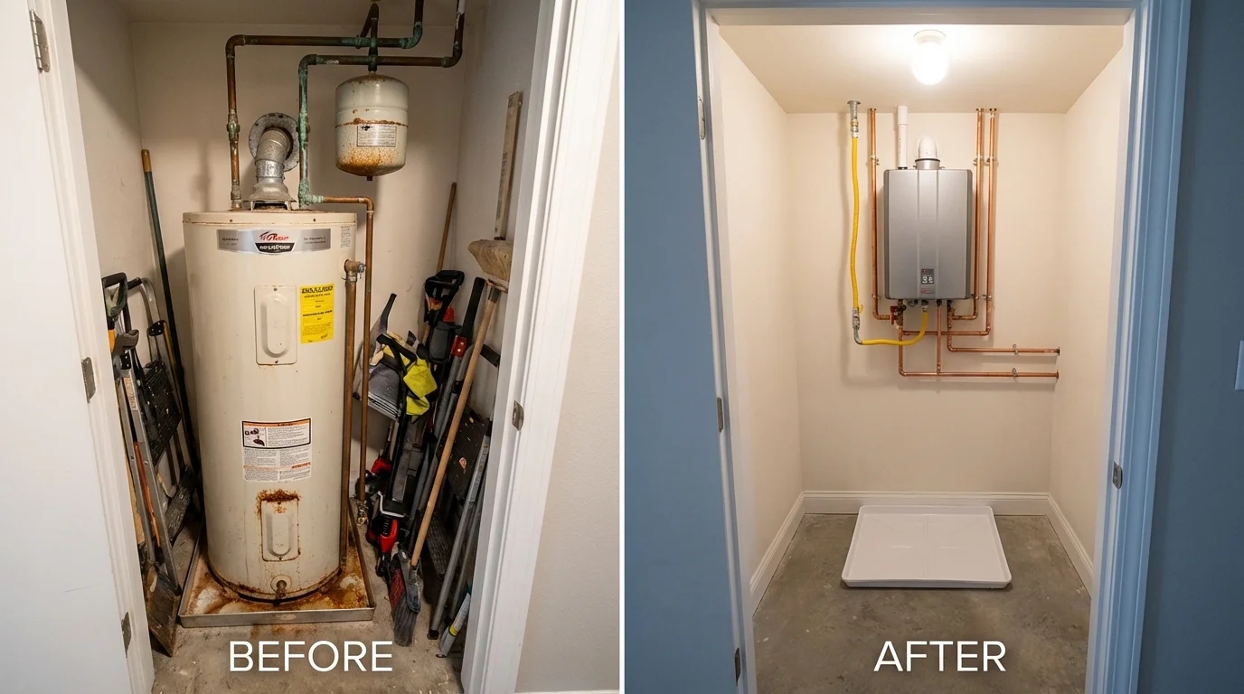 Tank water heater versus wall-mounted tankless unit comparison for Dandridge, TN homeowners
